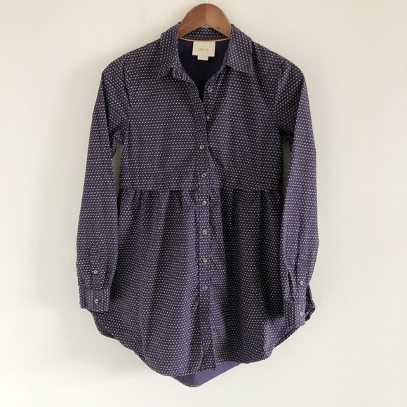 Anthropologie Maeve Buttoned Tunic XS Dot Print - Picture 1 of 5